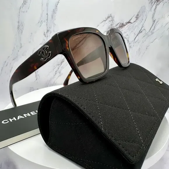 New CHANEL Sunglasses Brown Butterfly Gold Polarized Brown Lens